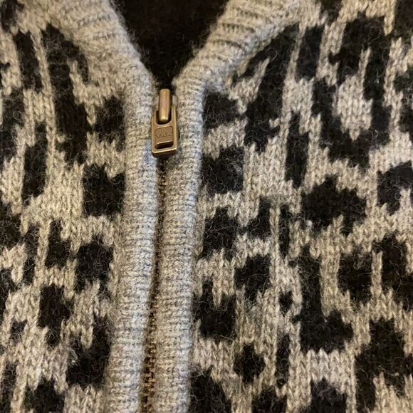Crewcuts Girls Leopard Grey & Black Zipper Sweater - Picture 5 of 6